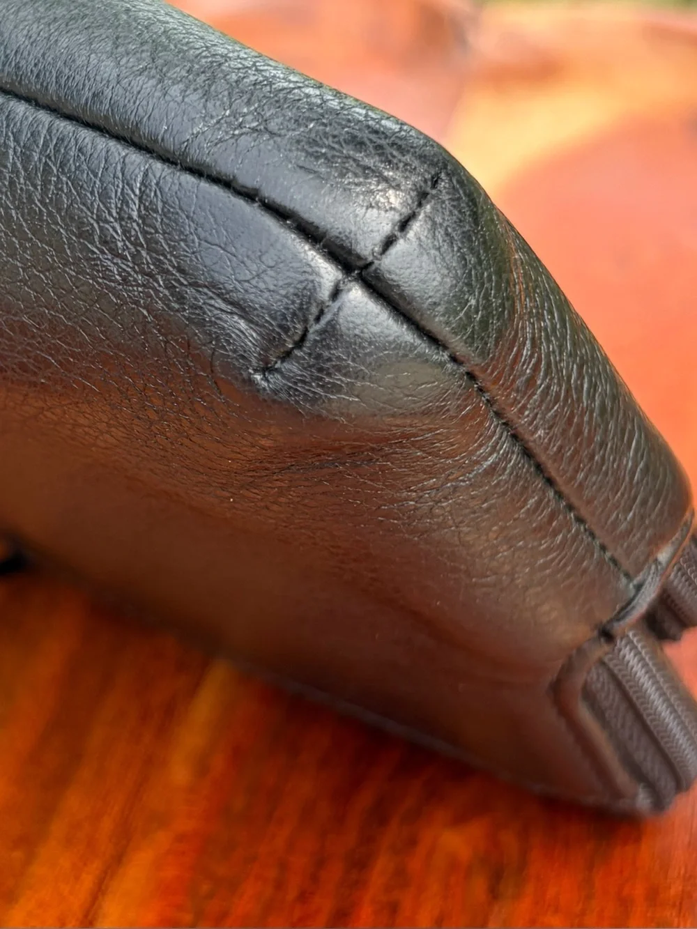 Coach Black Leather Double-Pocket Wristlet Clutch EUC